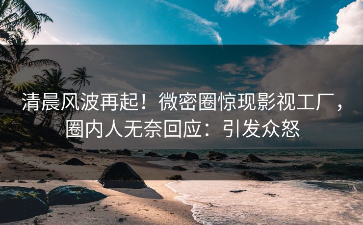 清晨风波再起！微密圈惊现影视工厂，圈内人无奈回应：引发众怒