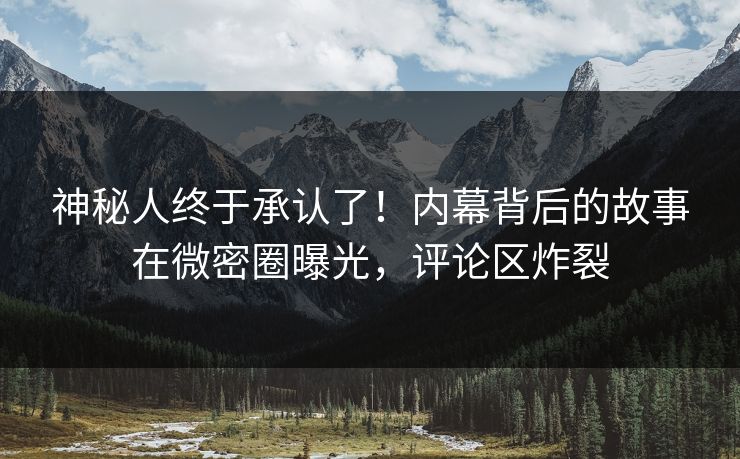 神秘人终于承认了！内幕背后的故事在微密圈曝光，评论区炸裂