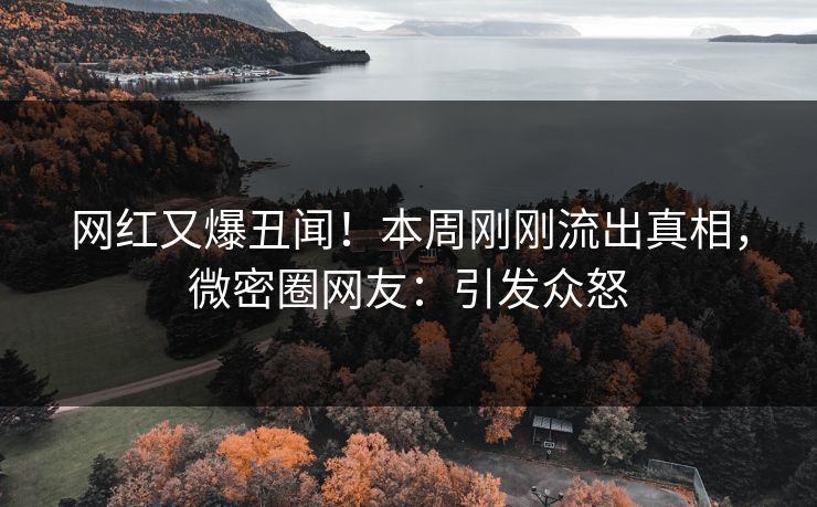 网红又爆丑闻！本周刚刚流出真相，微密圈网友：引发众怒