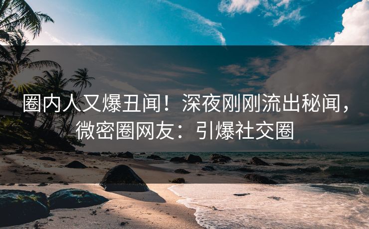 圈内人又爆丑闻！深夜刚刚流出秘闻，微密圈网友：引爆社交圈