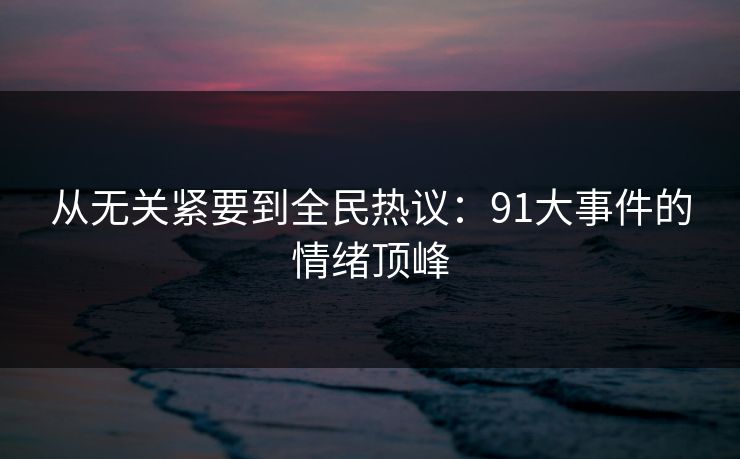 从无关紧要到全民热议：91大事件的情绪顶峰